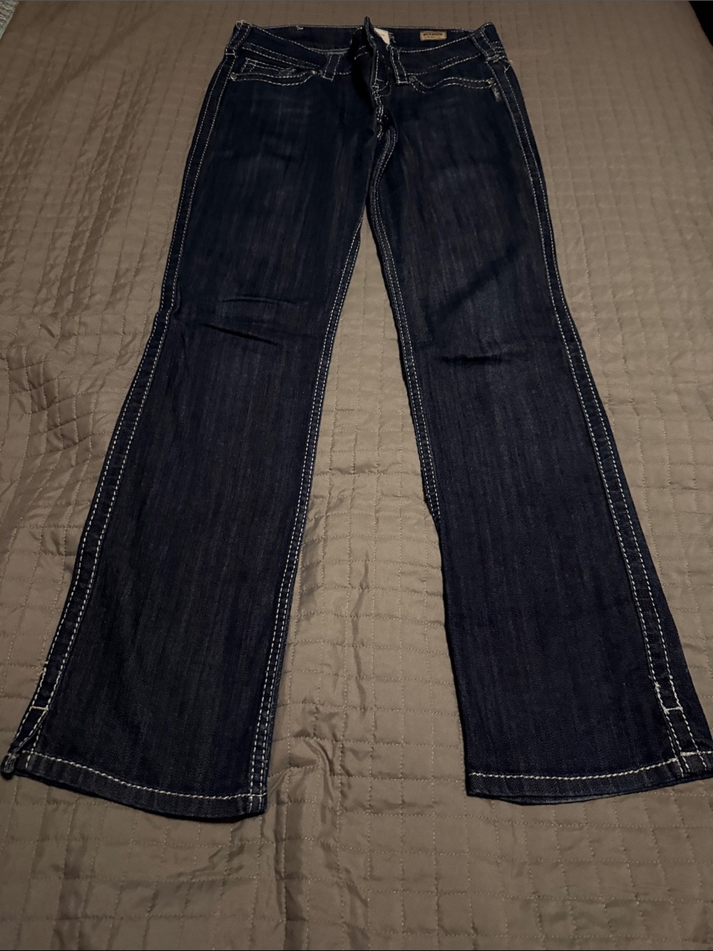 Silver Dark Blue Women's Bootcut Jeans with Contrast Stitching
